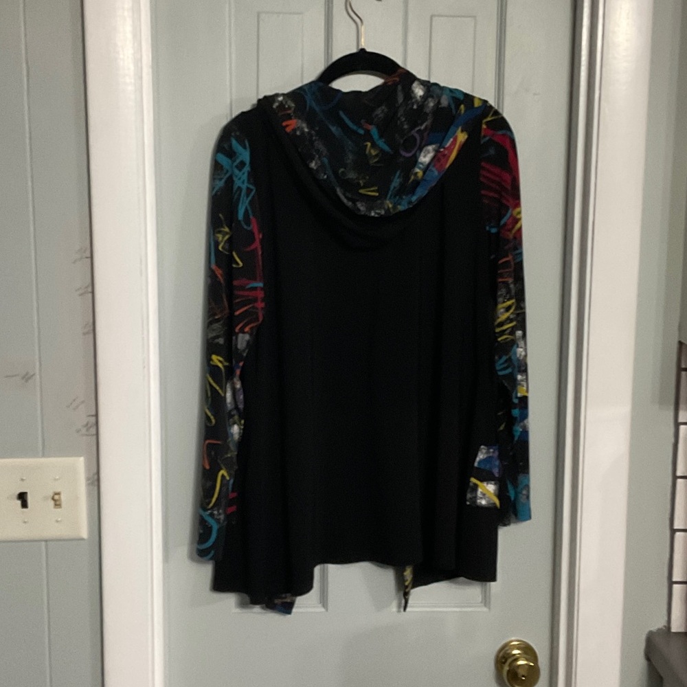 Joseph Ribkoff Black Multicolor Trim jacket with hood worn once - Picture 3 of 3